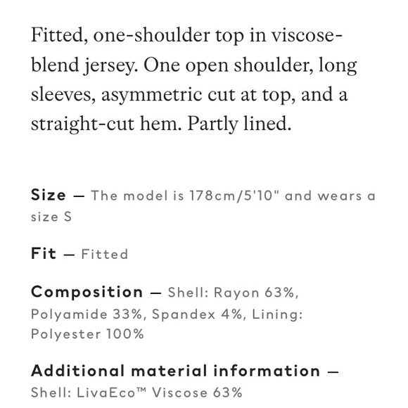 H&M black one shoulder jersey top NWT - Picture 4 of 4